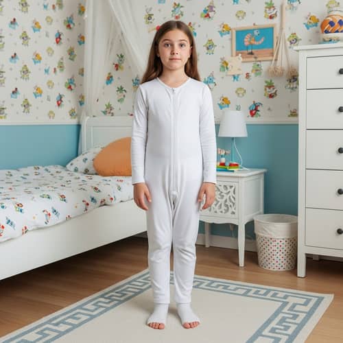 Eight-Year-Old Girl in Playful Bedroom Setting