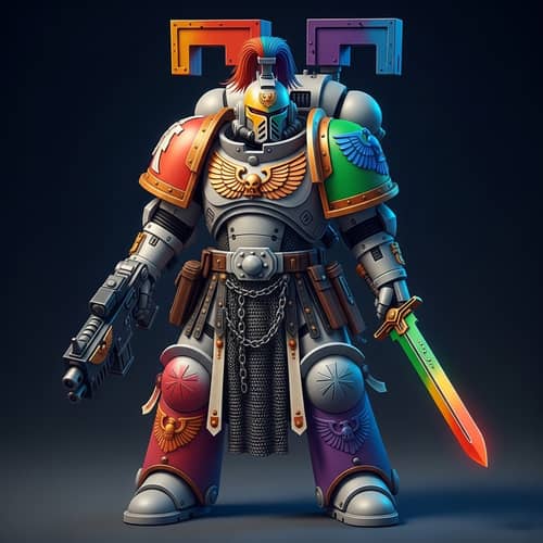 Futuristic Warrior in Rainbow Armor | Space Marine Concept