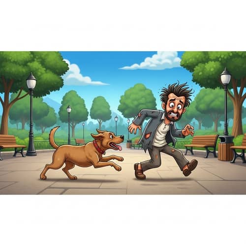 Chaos in the Park: Labrador Chasing Frantic Middle-Eastern Man
