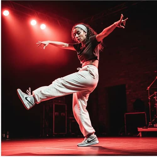 Middle-Eastern Female Dancer Hip-Hop Performance on Stage