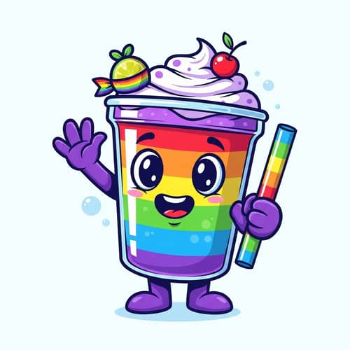 Vibrant Rainbow Drink Mascot Design