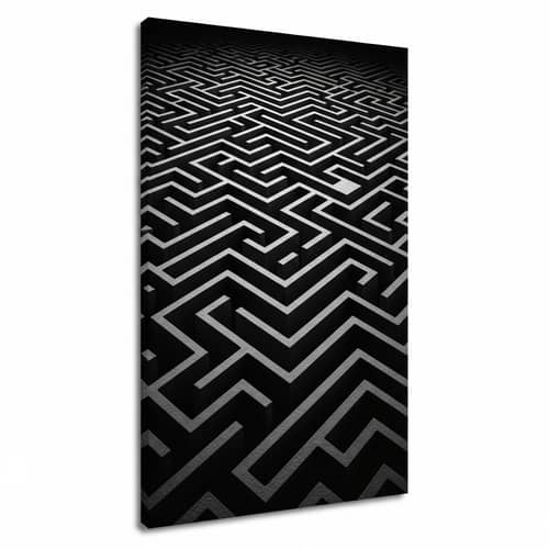 Monochrome Labyrinth-Inspired Canvas Print | Depth & Detail
