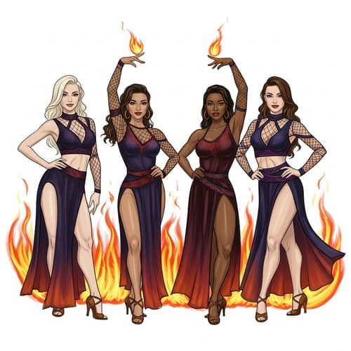 Captivating Latin Dance Costume Design Illustration