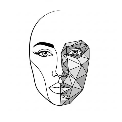 Curved and Angular Face Illustration