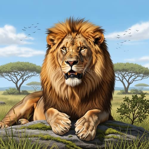 Majestic Male Lion in Natural Habitat