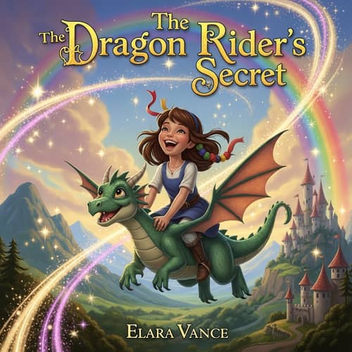 Enchanting Young Girl Riding Dragon - Magical Book Cover