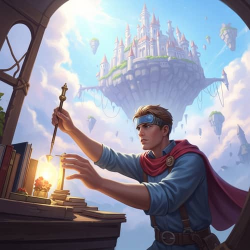 Whimsical Castle in the Sky - Fantasy Theme Artwork