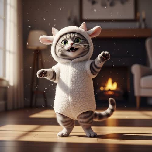 Joyful Cat in Sheep Costume Dancing | Website