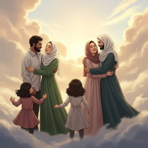 Family Reunion in Heavenly Embrace | Heartfelt Joyful Scene