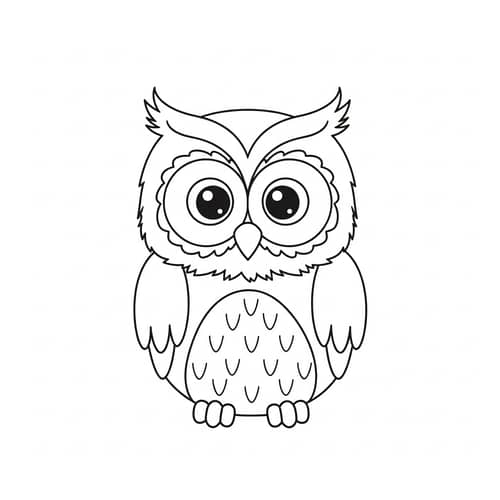 Cute Owl Coloring Page for 1-Year-Olds