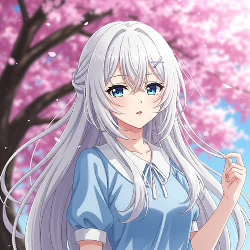 Anime Woman with White Hair - Stunning Character Design