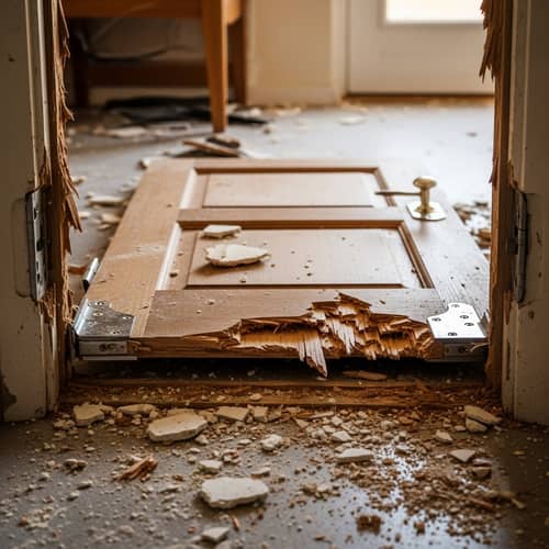 Broken Door on House Floor - Repair Services Available