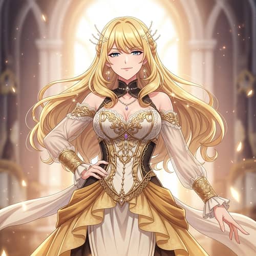 Blonde Hair Anime Character in Elegant Outfit