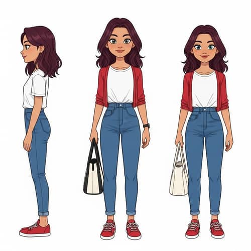 20-Year-Old South Asian Girl Character in Korean Animation Style