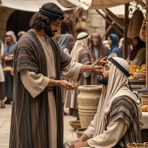 Healing Miracle: Jesus Christ Restores Sight with Mud
