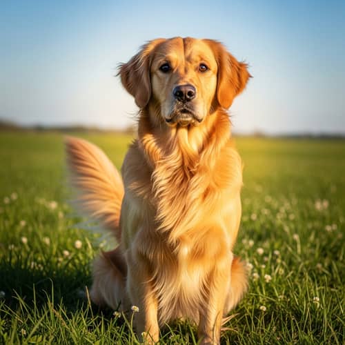 Bright-eyed Dog on Lush Green Field | Excitement in the Air