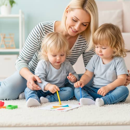 Heartwarming Family Scene: Blonde Mother & Child Bonding