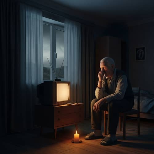 Uncle by the Candle in Dimly Lit Room - Reflections of Stillness