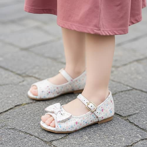 Young Girl Open-Toe Shoes Close-Up View