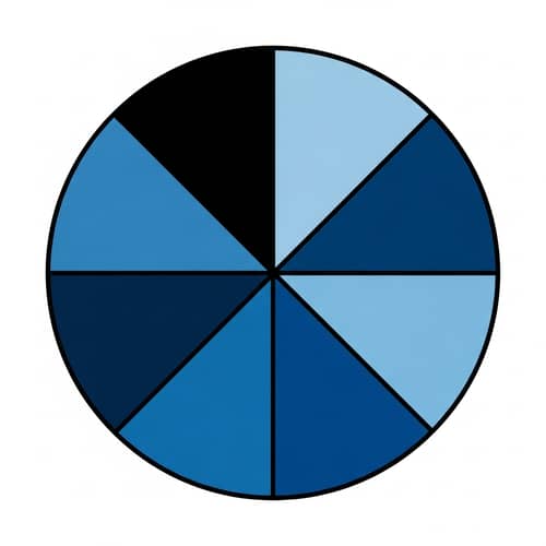 Minimalist Geometric Circle Design with Black Lines and Blue Shades