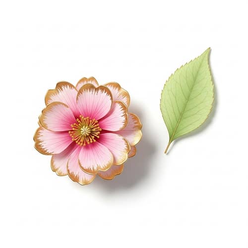 Delicate Pink Flower with Gold-Tipped Petals | Minimalistic Floral Photography