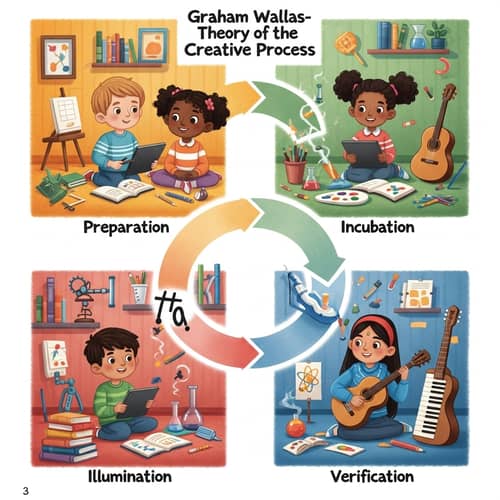 Children's Book Illustration of Wallas' Creative Process