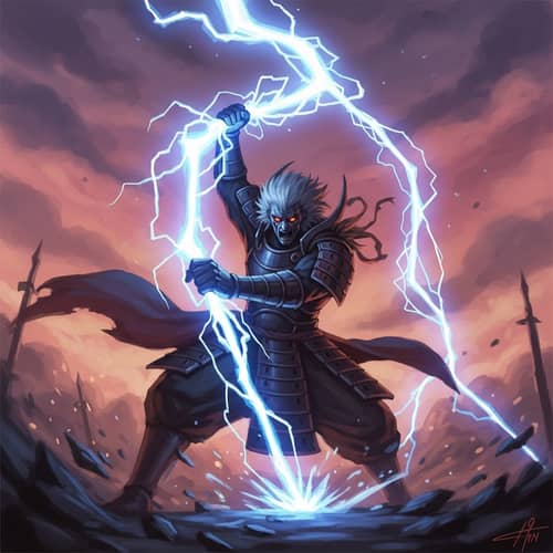 Intense Battle Scene: Powerful Ikiga Wielding Lightning