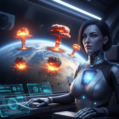 Feminine Android AI Bids Farewell to Earth