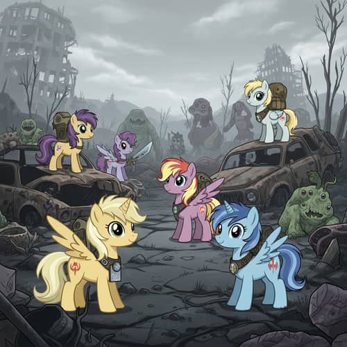 Colorful Equine Characters in Post-Apocalyptic Adventure
