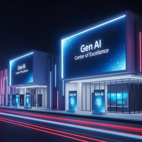 Gen AI Center of Excellence | Futuristic Tech Hub with Minimalist Design