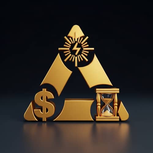 Golden Triangle: Energy, Money, Time | 3D Rendering