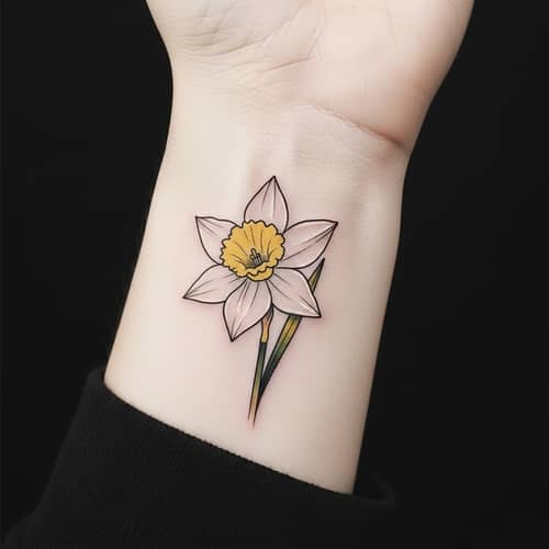 Minimal Narcissus Flower Tattoo for Wrist