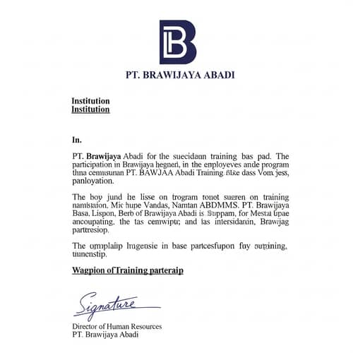 Formal Letter for Sending Participants to Training Program by PT. Brawijaya Abadi