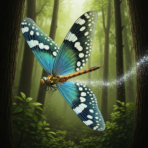 Unique Genetically Modified Dragonfly in Forest Habitat