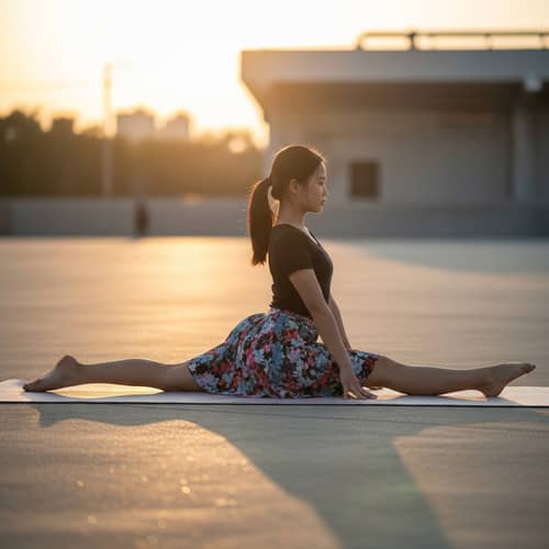 Girl Practising Splits for Flexibility | Determination in Action