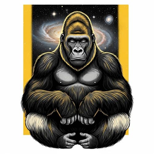 Meditating Gorilla in Space: A Cosmic Harmony