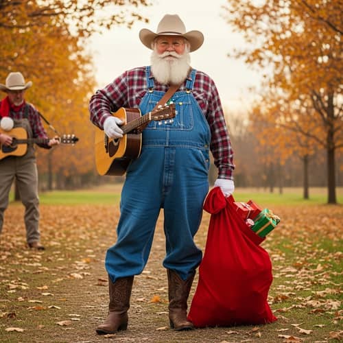 Santa Claus from Tennessee with a Twist | Country Santa Holding a Guitar