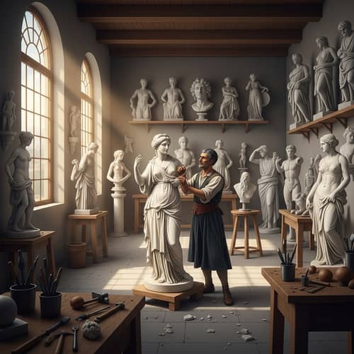 Renaissance Themed Pygmalion's Workshop Illustration