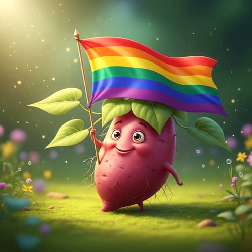 Whimsical Gay Pride Sweet Potato - Camote Image