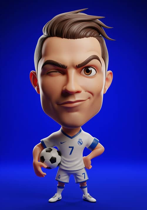 3D Caricature of Cristiano Ronaldo: Playful Art 3D Caricature of Cristiano Ronaldo: Playful Art