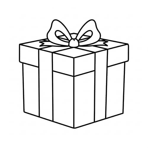 Simple Line Art Gift Box for Kids Coloring