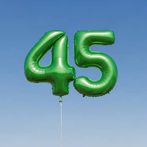 Vibrant Green Number 45 Balloon Shape Design