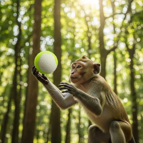 Playful Monkey in Lush Forest | Active & Agile Wildlife Scene
