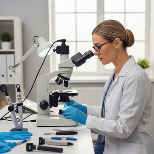 Expert Dermatologist at Work in Modern Office