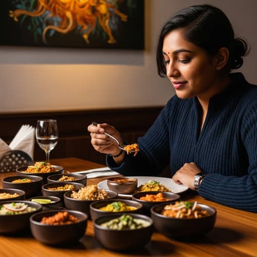 South Asian Person Enjoying Delicious Meal | Cozy Dining Scene
