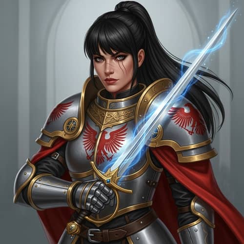 Hispanic Fantasy Woman in Imperial Armor with Rapier