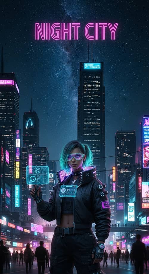 Cyberpunk Girl Stands Out in Night City | Futuristic Scene