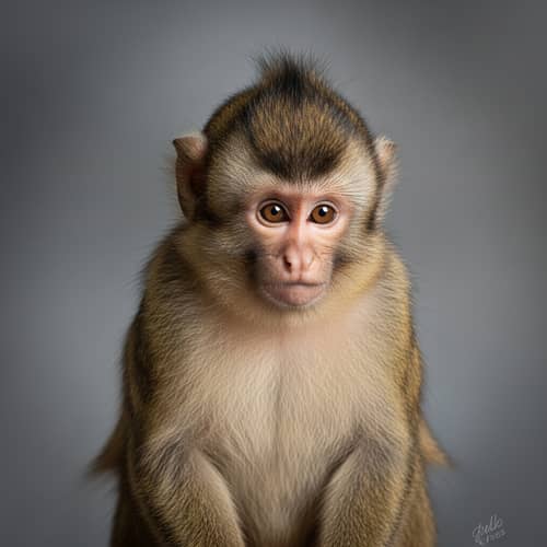 Adorable Monkey with Unique Hair | Yearbook-Inspired Portrait