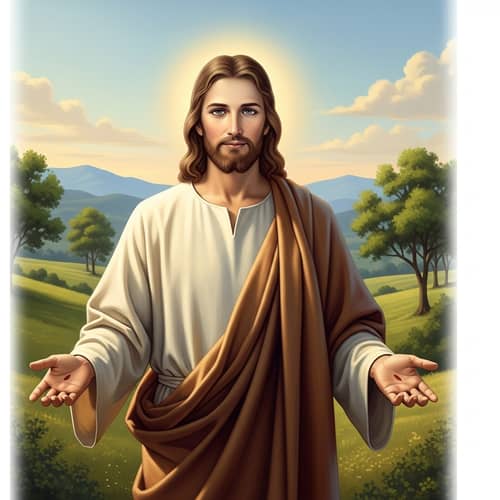 Tranquil Depiction of Jesus Christ | Divine Blessing in Nature