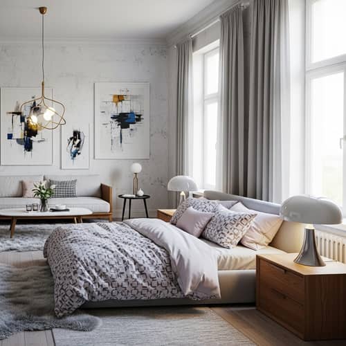 Scandinavian Luxe Interior Design for Living Room & Bedrooms